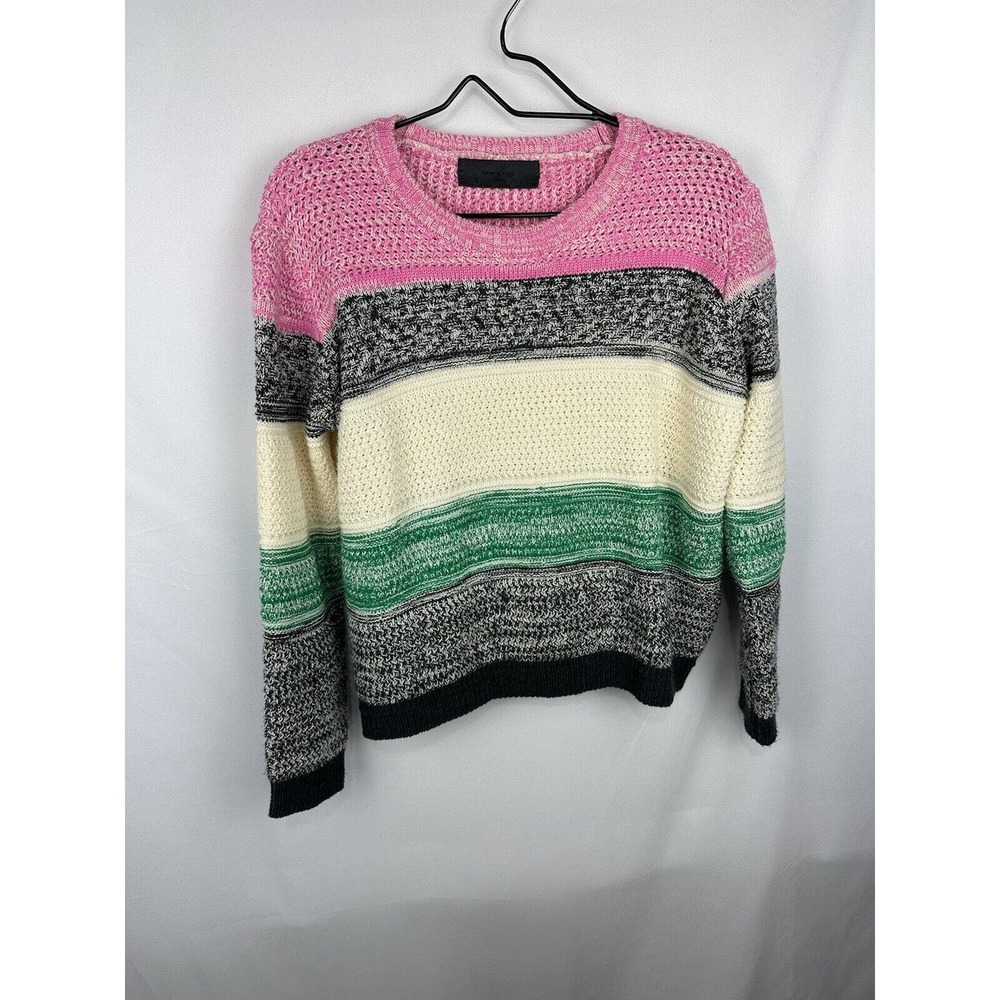 Emin & Paul Color block Pink, Grey, Cream, And Green Wool Blend Sweater Size S?